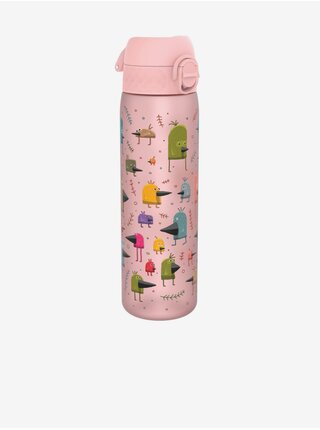 Růžová vzorovaná lahev Ion8 Leak Proof Funny Birds (500 ml)