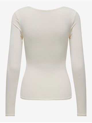 Krémové dámské basic tričko s dlouhým rukávem ONLY Lea