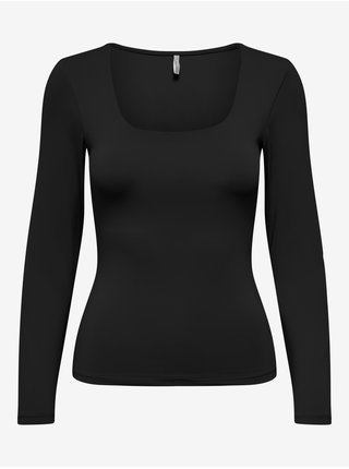 Černé dámské basic tričko s dlouhým rukávem ONLY Lea