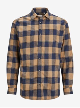 Hnedá pánska kockovaná košeľa Jack & Jones Plain