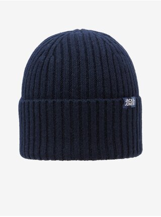 Tmavě modrá pánská vlněná čepice Jack & Jones Prime