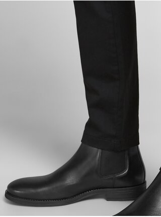 Černé pánské kožené kotníkové boty Jack & Jones Wargo