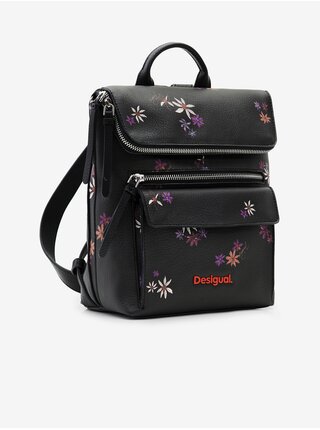 Černý dámský květovaný batoh Desigual Flor Yvette Nerano Mini 