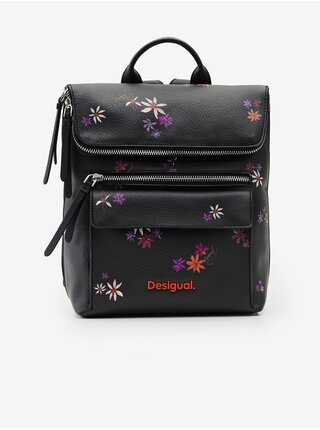 Černý dámský květovaný batoh Desigual Flor Yvette Nerano Mini 