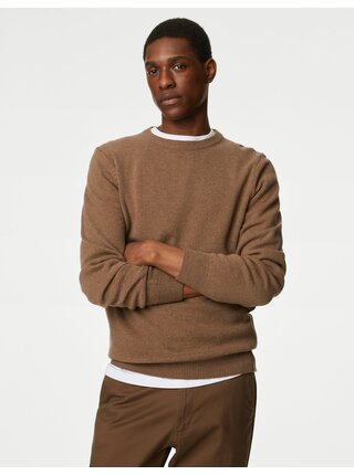 Hnědý pánský vlněný svetr Marks & Spencer 
