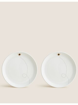 Sada dvou talířů s motivem včely v bílé barvě Marks & Spencer 