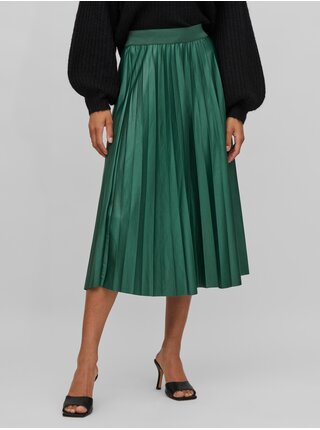 Zelená dámska saténová plisovaná midi sukňa VILA Nitban