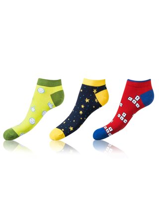 Sada tří párů unisex barevných vzorovaných ponožek Bellinda CRAZY IN-SHOE SOCKS 3x 