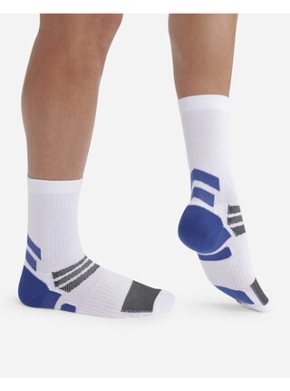 Sada dvou párů pánských sportovních ponožek v bílé a modré barvě DIM SPORT CREW SOCKS MEDIUM IMPACT 2x   