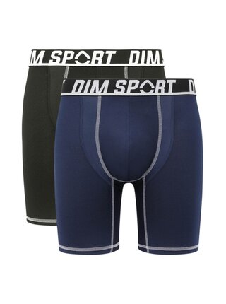 Sada dvou pánských sportovních boxerek v černé a tmavě modré barvě DIM SPORT LONG BOXER 2x  