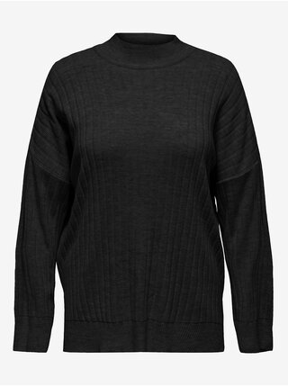 Čierny dámsky rebrovaný sveter ONLY CARMAKOMA New Tessa