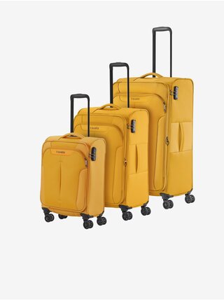 Sada tří cestovních kufrů v hořčicové barvě Travelite Croatia S,M,L   