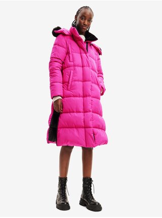 Růžový dámský zimní kabát Desigual Surrey