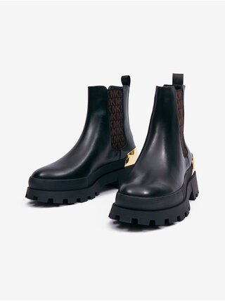 Čierne dámske kožené členkové topánky Michael Kors Rowan