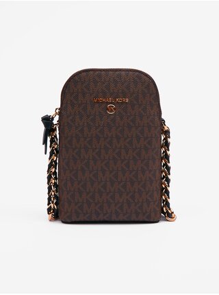 Tmavě hnědé dámské vzorované pouzdro na krk Michael Kors Xbody