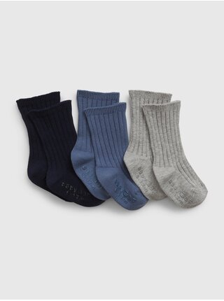 Sada tří párů dětských ponožek v černé, modré a šedé barvě GAP 
