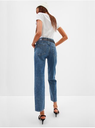 Modré dámské zkrácené straight fit džíny GAP  