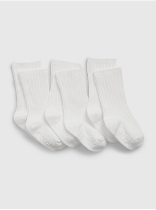 Súprava troch párov dievčenských ponožiek v bielej farbe Gap