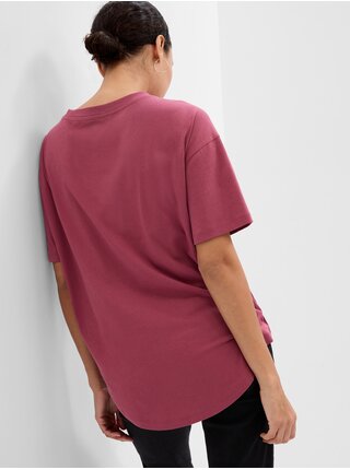 Tmavě růžové dámské tričko s potiskem GAP 