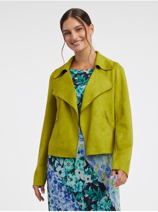 Svetlo zelená dámska ľahká bunda v semišovej úprave ORSAY