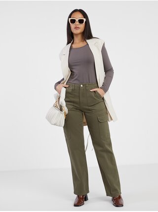 Khaki dámské kalhoty s kapsami ONLY Malfy