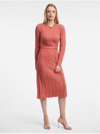 Cihlové dámské svetrové šaty s příměsí vlny ORSAY