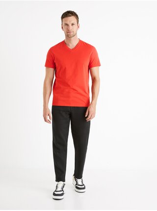 Červené pánské basic tričko Celio Debasev 