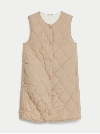 Krémovo-béžová dámska prešívaná obojstranná vesta Marks & Spencer 