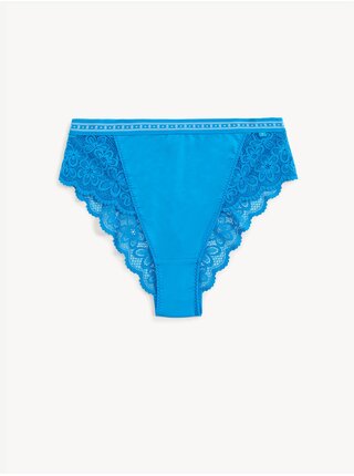 Modré dámske brazílske čipkované nohavičky s vysokým pásom Marks & Spencer Cleo 