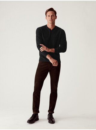 Čierny pánsky vlnený sveter Marks & Spencer