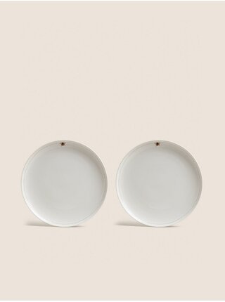 Súprava dvoch plytkých tanierov s motivom včely v bielej farbe Marks & Spencer