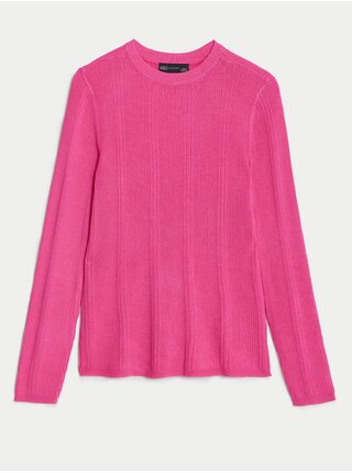 Tmavě růžový dámský lehký svetr Marks & Spencer   