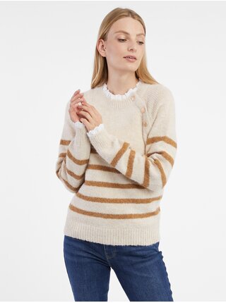 Béžový dámsky pruhovaný sveter ORSAY
