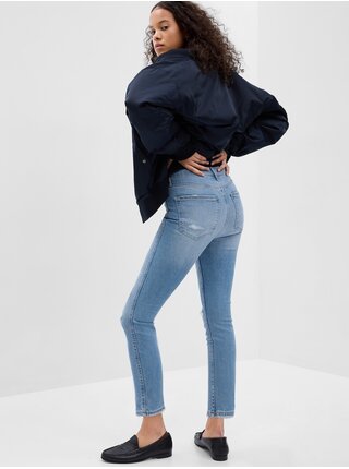 Modré dámské slim fit džíny s vysokým pasem GAP
