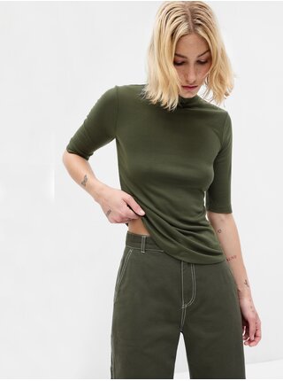 Zelené dámské basic tričko se stojáčkem GAP