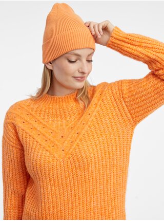 Oranžová dámska rebrovaná čiapka ORSAY