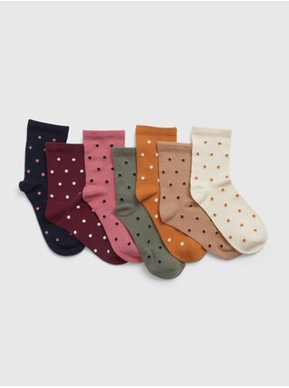 Sada sedmi párů holčičích ponožek v černé, hnědé a růžové barvě GAP  