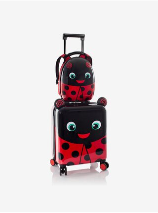 Černo-červený holčičí kufr a batoh Heys Super Tots Lady Bug