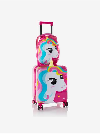 Tmavě růžový holčičí kufr a batoh Heys Super Tots Unicorn