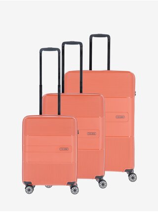 Sada tří cestovních kufrů v cihlové barvě Travelite Waal S,M,L Terracotta