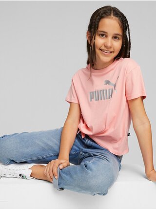 Svetloružové dievčenské tričko Puma ESS+