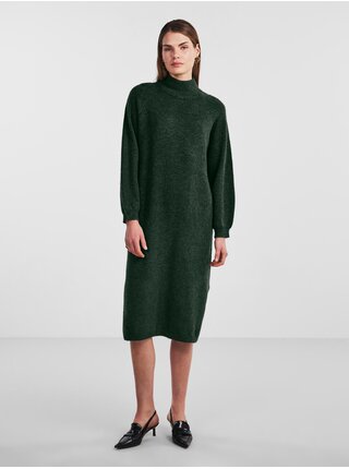Tmavě zelené dámské svetrové šaty s příměsí vlny Y.A.S Balis