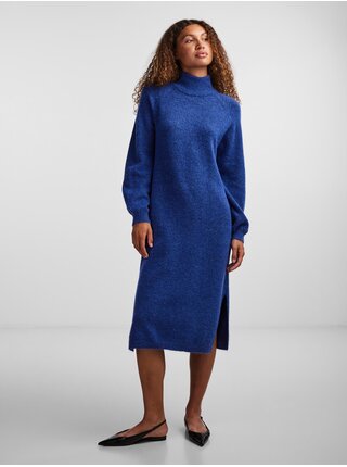 Modré dámské žíhané svetrové šaty s příměsí vlny Y.A.S Balis