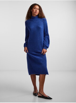 Modré dámske melírované svetrové šaty s prímesou vlny Y.A.S Balis
