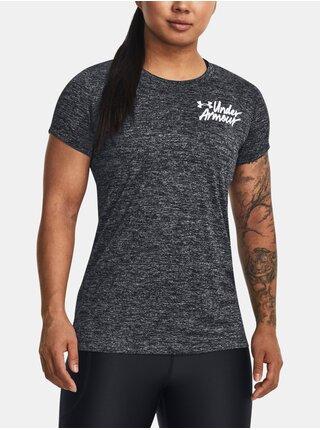  Šedo-čierne dámske melírované športové tričko Under Armour Tech Twist Graphic SS