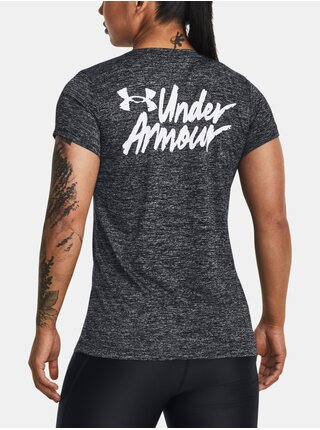 Šedo-černé dámské žíhané sportovní tričko Under Armour Tech Twist Graphic SS  