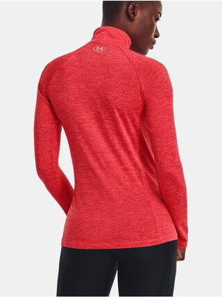 Červené dámske športové tričko so stojačikom Under Armour Tech 1/2 Zip - Twist 