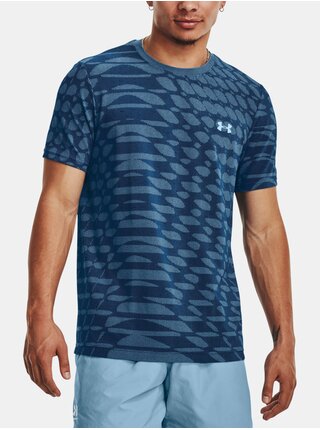 Modré pánské sportovní tričko Under Armour UA Seamless Ripple SS 