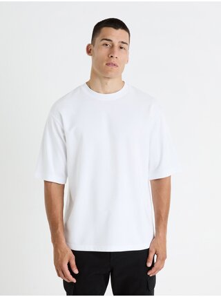 Biele pánske basic oversize tričko Celio Fehem