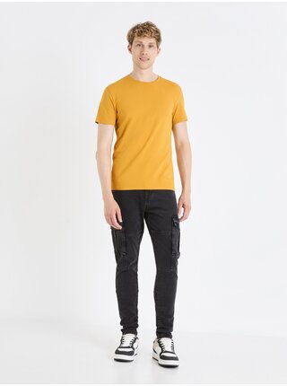 Žluté pánské basic tričko Celio Neunir